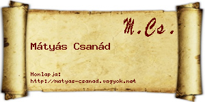 Mátyás Csanád névjegykártya